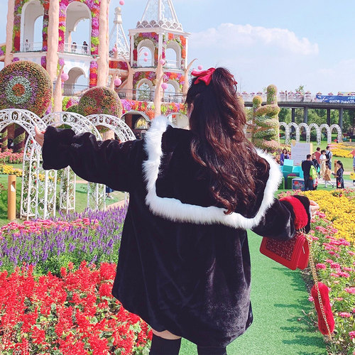 海军领可爱风日系仿羊羔绒外套