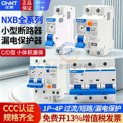 正泰小型断路器空气开关带漏电保护漏保NXB-63 NXBLE-32 1P 2P 3P