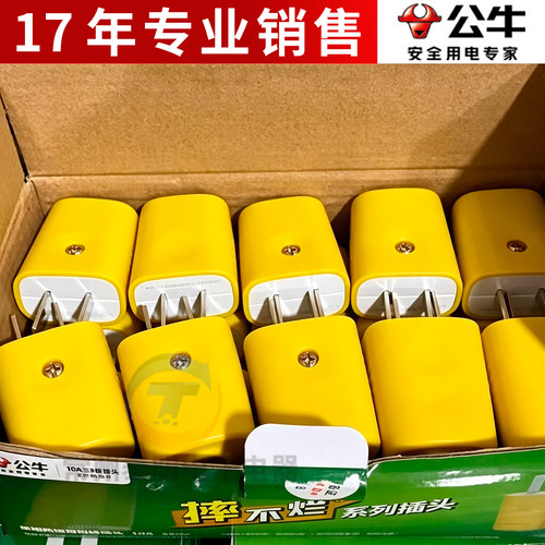 公牛10A两脚加厚插头摔不烂自接线插头防摔家用拆装耐摔GNT-10L4S