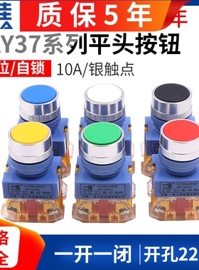 一佳Y090-11BN ZS电源启动点动自复位LAY37自锁Z按钮开关平钮22mm