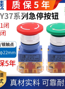 一佳LAY37电源控制盒急停开关按钮紧急停止自锁22mm常闭Y090-11ZS