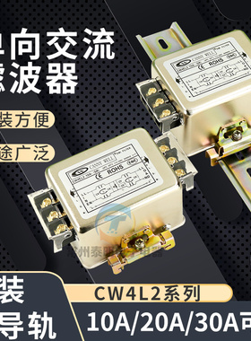 单相电源滤波器220v抗干扰交流emi CW4L2-30A端子台双级卡导轨式