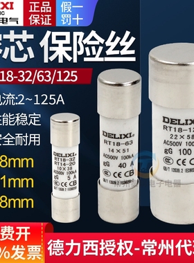德力西熔断器RT18-32 RT14-20 R015 RT19 125陶瓷6A保险丝管10*38