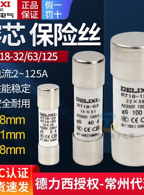 德力西熔断器RT18-32 RT14-20 R015 RT19 125陶瓷6A保险丝管10*38