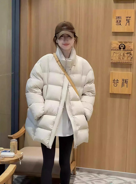 冬季新款羽绒服女中长款韩版宽松90白鸭绒云朵泡芙小个子外套