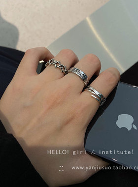 复古嘻哈罗马戒指男ins潮时尚个性轻奢小众设计精致食指戒指环女