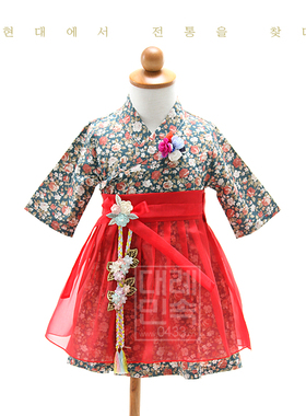 朝鲜族民族服装儿童纯棉连衣裙生活韩服七分袖H-E01367