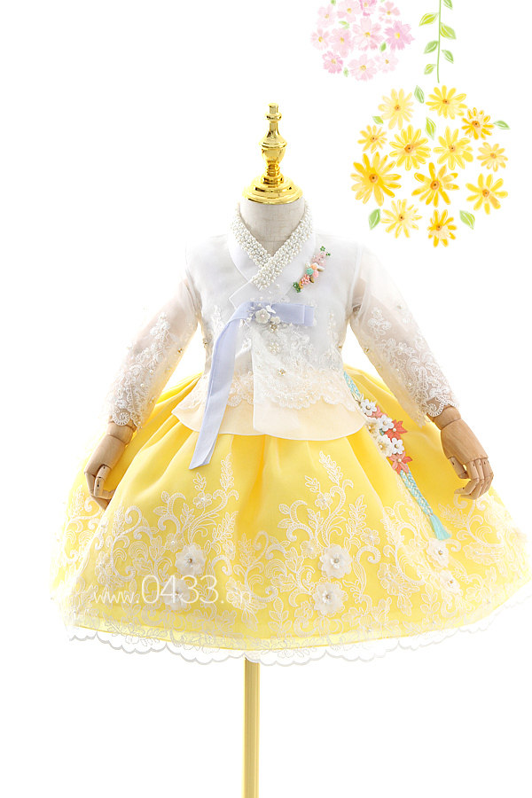 韩国宫廷传统女童韩服朝鲜族女宝宝一周岁生日礼服儿童韩服E10069
