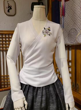 朝鲜族舞蹈练习仿真丝上衣和紫薇纱裙子量身定做腰裙H-S11523