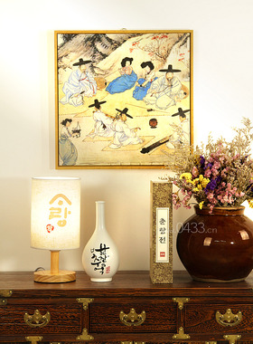 朝鲜族民俗油画布高清写真韩式餐厅咖啡厅装饰画42*42*2.5P11499