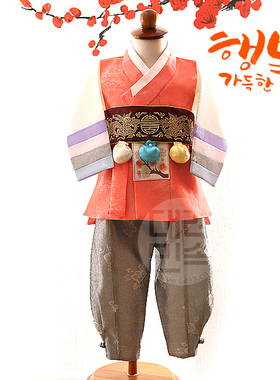 儿童韩服男孩舞蹈演出服朝鲜舞蹈服装韩国宫廷传统男童现货E01494