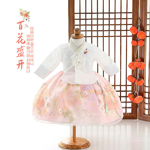 韩国宫廷传统女童韩服朝鲜族女宝宝一周岁生日礼服儿童韩服E02020