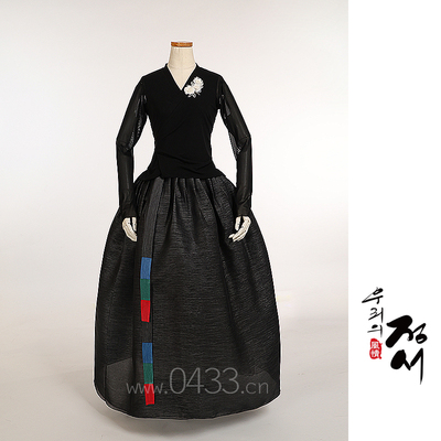 朝鲜族舞蹈练习腰裙练功服黑色网纱上衣紫微纱59号裙子U24251