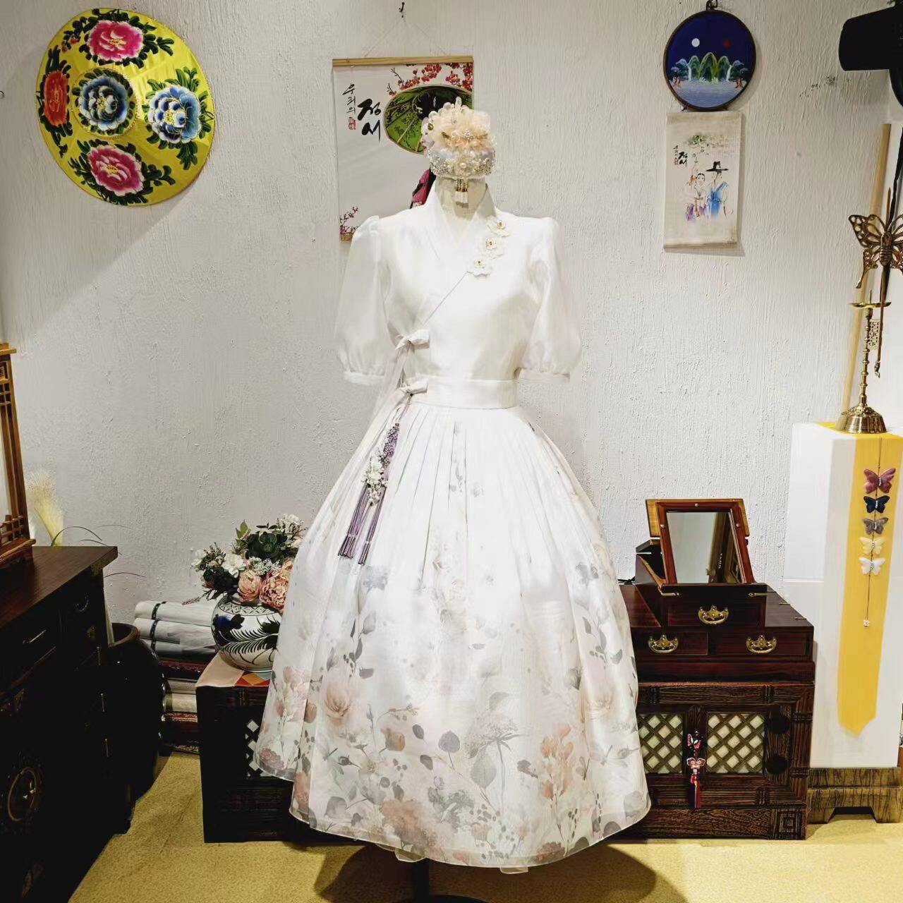 新生活韩服连衣裙春夏季新款长裙少女收腰气质甜美公主裙H-L23001