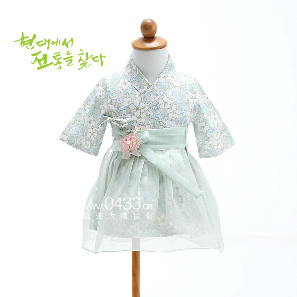 朝鲜族民族服装儿童棉连衣裙生活韩服七分袖H-E01360