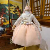 韩国进口面料定做女童儿童韩服朝鲜服装 女孩舞台演出礼服H E22077