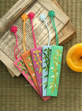韩国进口布艺手绣书签书标学生教师节礼物颜色随机发货H-P10798