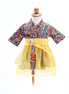 朝鲜族民族服装儿童纯棉连衣裙生活韩服七分袖H-E01362