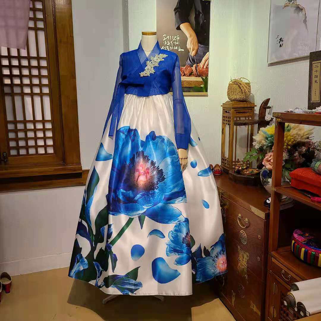 韩国原版进口面料妈妈韩服婚礼敬酒生日宴礼服女士演出服装w11256