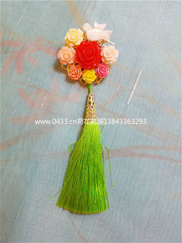 韩服胸花/胸针/贝壳和平鸽玫瑰花花园挂件/H-P06805