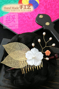 新款韩国进口韩服头饰/婚礼发梳/边夹/纯手工编织发饰/H-P05519