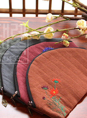 朝鲜棉麻手绣半圆拉锁化妆包民族纪念品韩国民俗手工艺礼品P03079