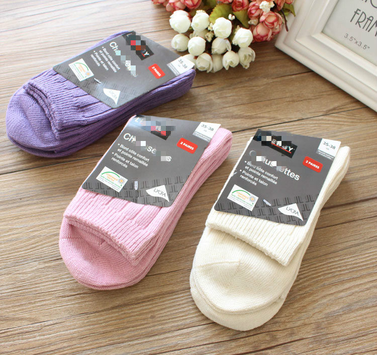 纯棉女袜棉线袜秋冬保暖袜