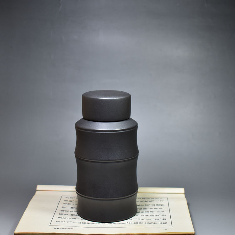 老缶出品 宜兴90年代原矿紫砂竹节茶叶罐醒茶罐复古风