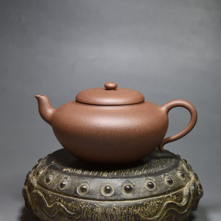 老缶出品210cc宜兴早期原矿紫砂茶具恒莲茶壶品清纯手工共生矿