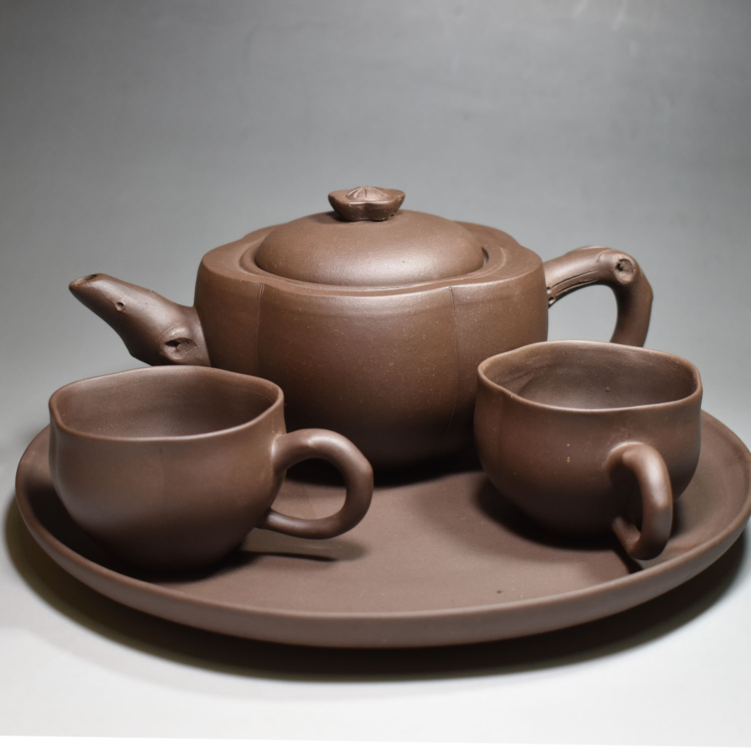 老缶紫砂宜兴原矿紫砂纯手工一厂８0 年代瓜棱套壶纯手工制作茶具