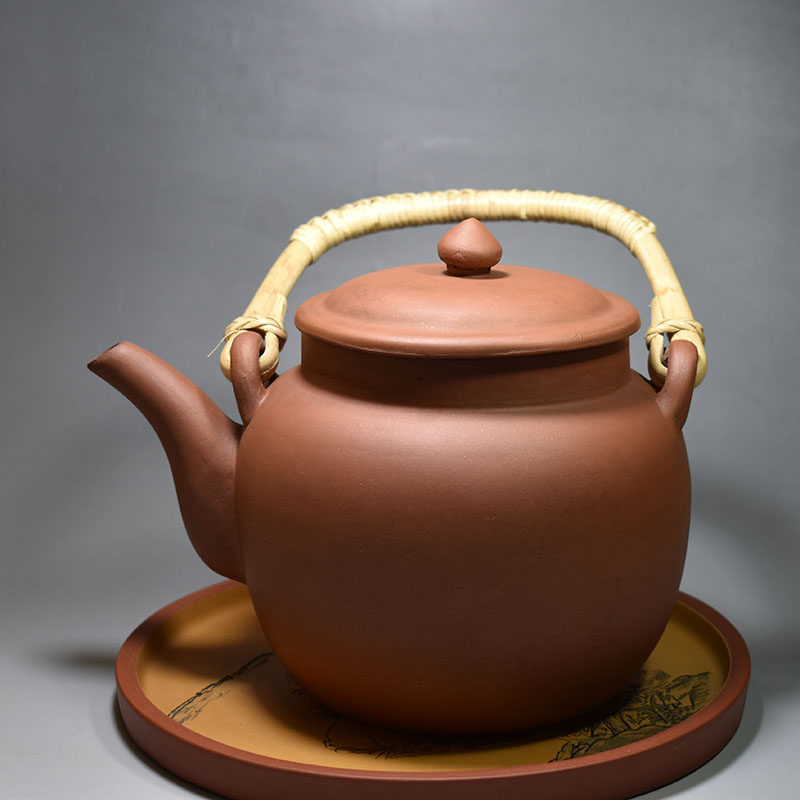 老缶出品宜兴紫砂一厂70年代全手工软提梁紫砂壶1130CC