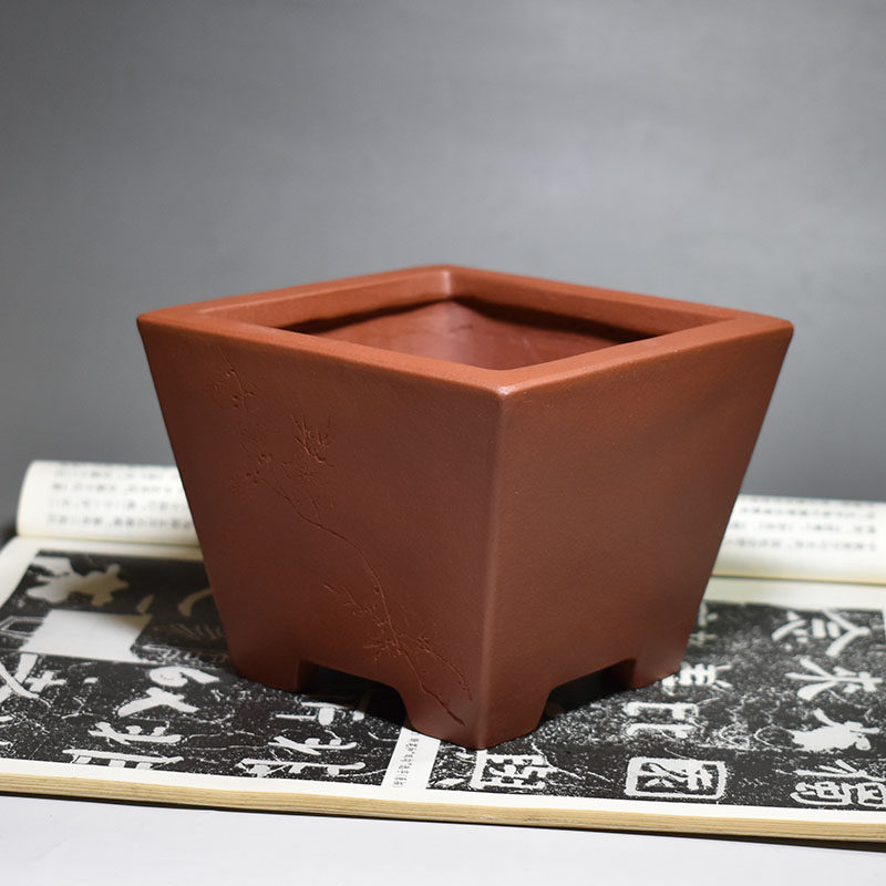 老缶出品原矿清水泥宜兴紫砂四方抽角水盂 钵盂菖莆盆紫砂