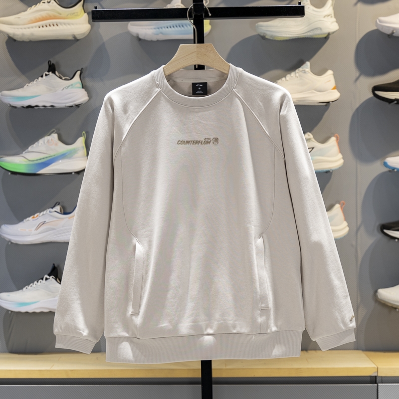 李宁女子圆领宽松休闲套头卫衣