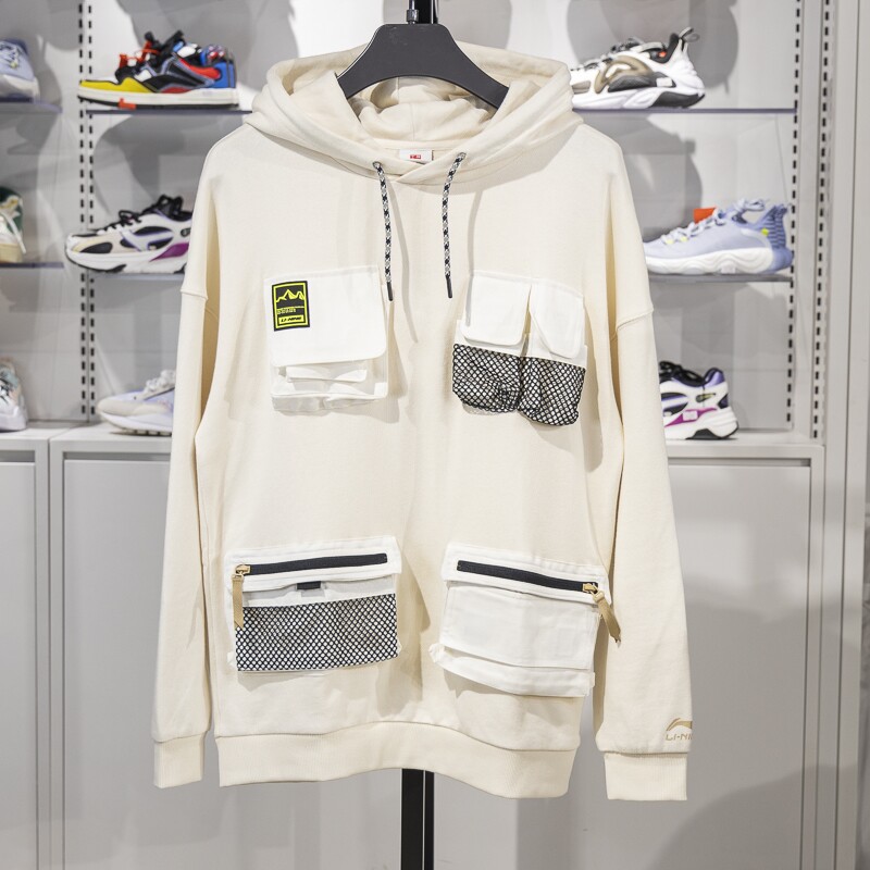 李宁男子连帽宽松卫衣