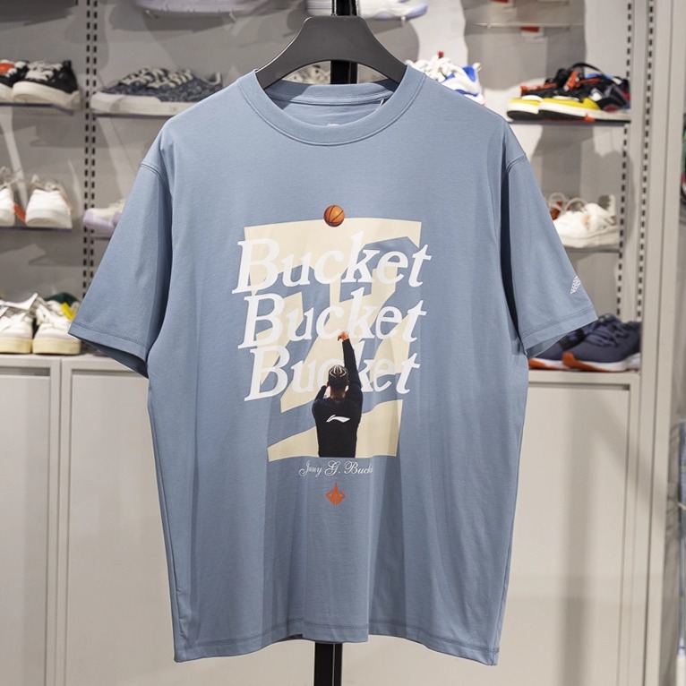 李宁短袖男子宽松短袖文化衫