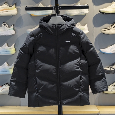 李宁保暖连帽中长款儿童羽绒服