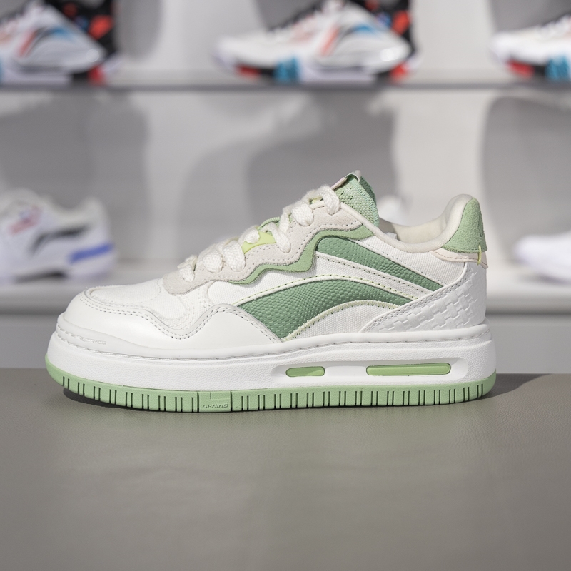 李宁车缝线系带女子低帮休闲鞋