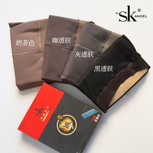 SK7128黑透肤加绒加厚连裤 袜320克秋冬保暖加裆提臀假透肉打底裤