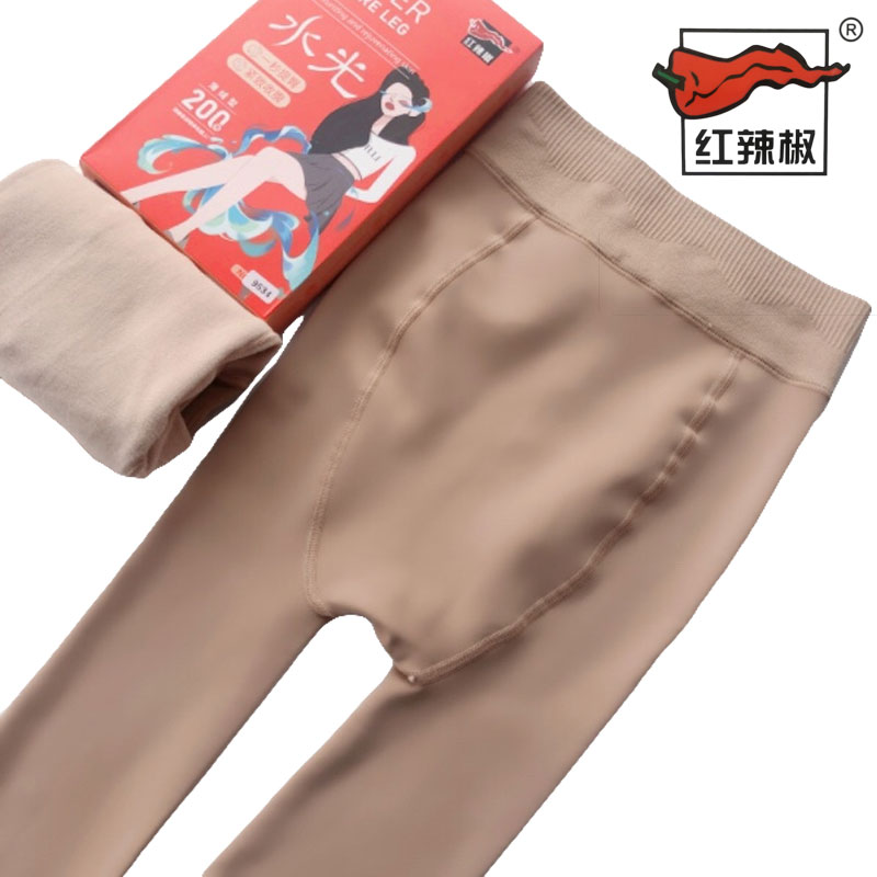 红辣椒加绒水光袜厚200克打底裤