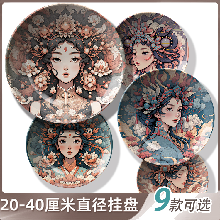 国潮卡通动漫挂盘墙面壁挂盘子复古怀旧圆形装饰画盘创意挂墙盘子图片