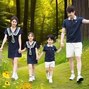 亲子装一家三四五口全家款母子套装母女2025新款夏季连衣裙时尚潮