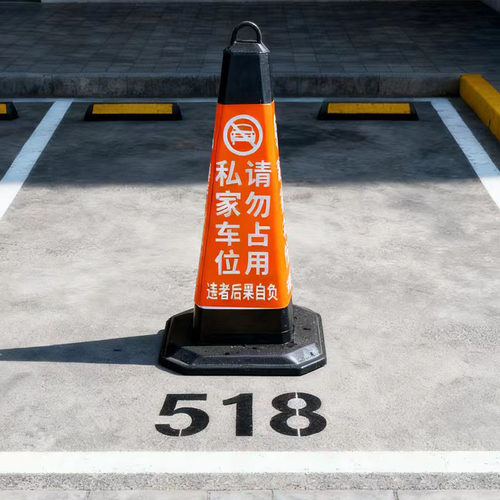 私家车位请勿占用橡胶路锥
