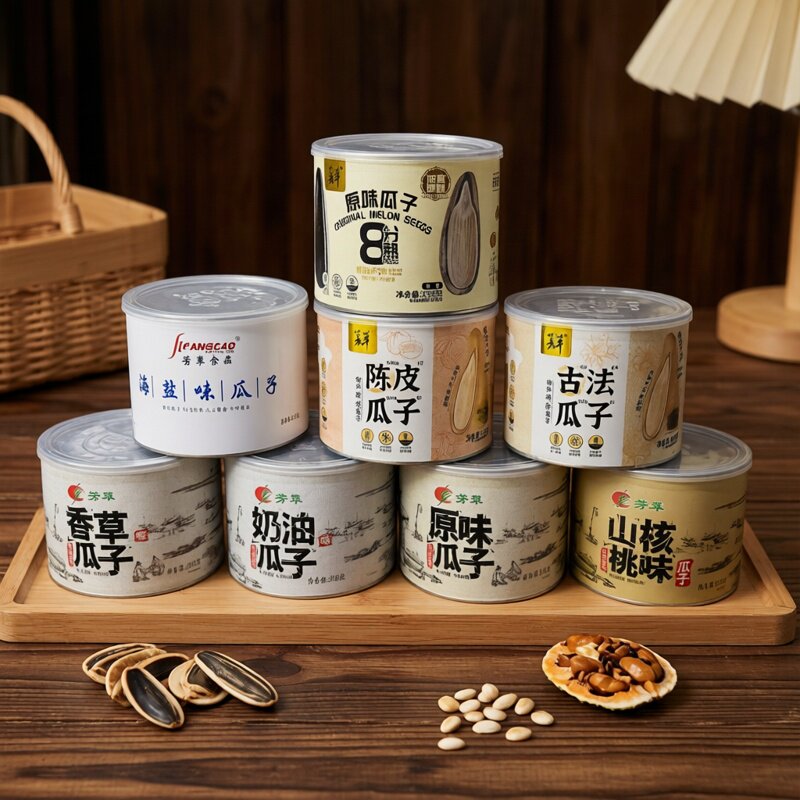 江苏芳草食品218g罐装香瓜子原味奶油味山核桃味香草味葵花籽炒货