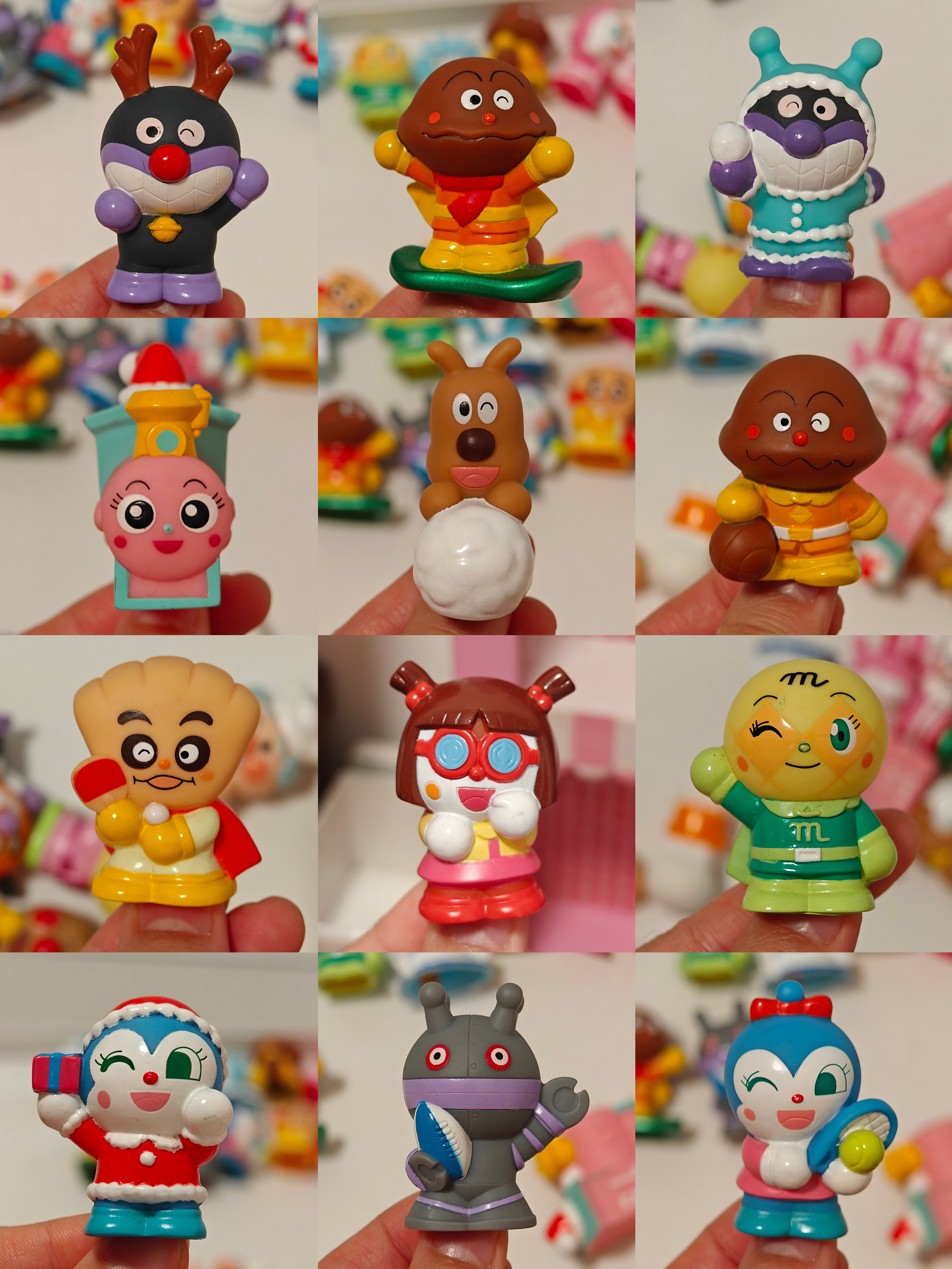 现货日本中古玩具面包蜜瓜超人咖喱红蓝精灵起司狗细菌指偶摆件