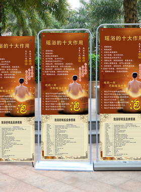 美容院泡浴的好转反应海报宣传图片展架瑶浴药浴泡澡宣传广告拉宝