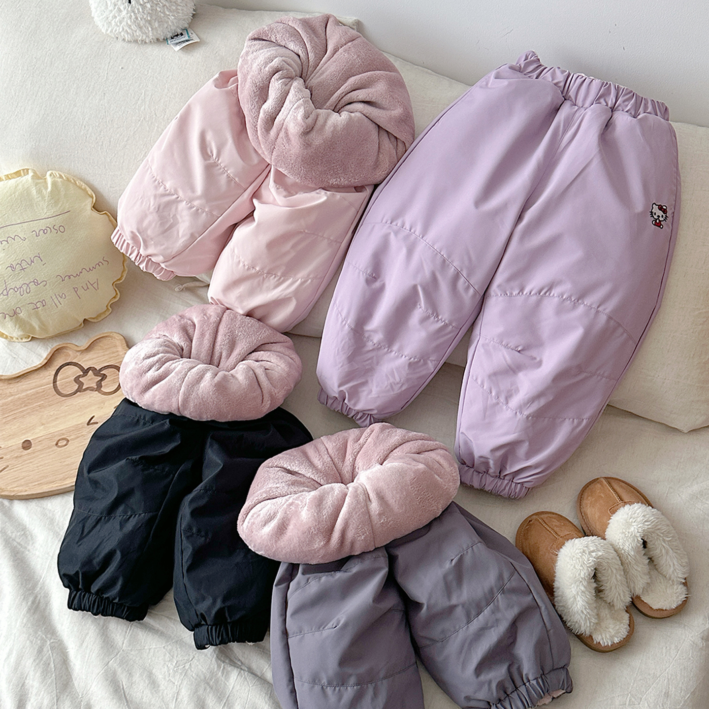 女童棉裤三层加厚一条过冬北方