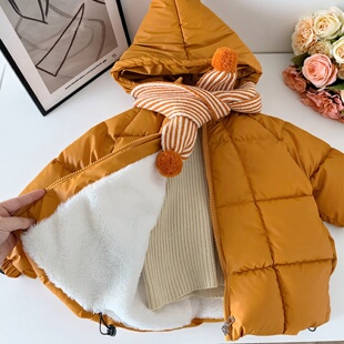 儿童棉服加绒冬季新款男童棉袄保暖帅气女童宝宝冬装加棉加厚外套