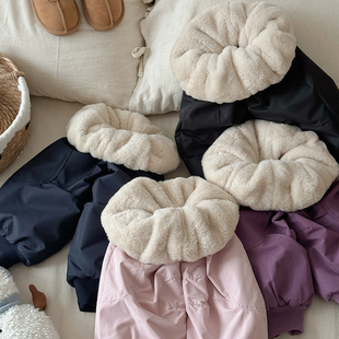 子保暖外穿 加厚一条过冬兔貂绒防风宝宝男女童夹棉裤 儿童棉裤 冬季