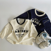 儿童长袖 上衣中小童字母a类纯棉 休闲打底衫 T恤春秋薄款 男女童韩版