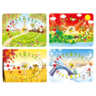 春意盎然 夏日炎炎 秋高气爽 冬雪皑皑幼儿园节气认知墙面操作板